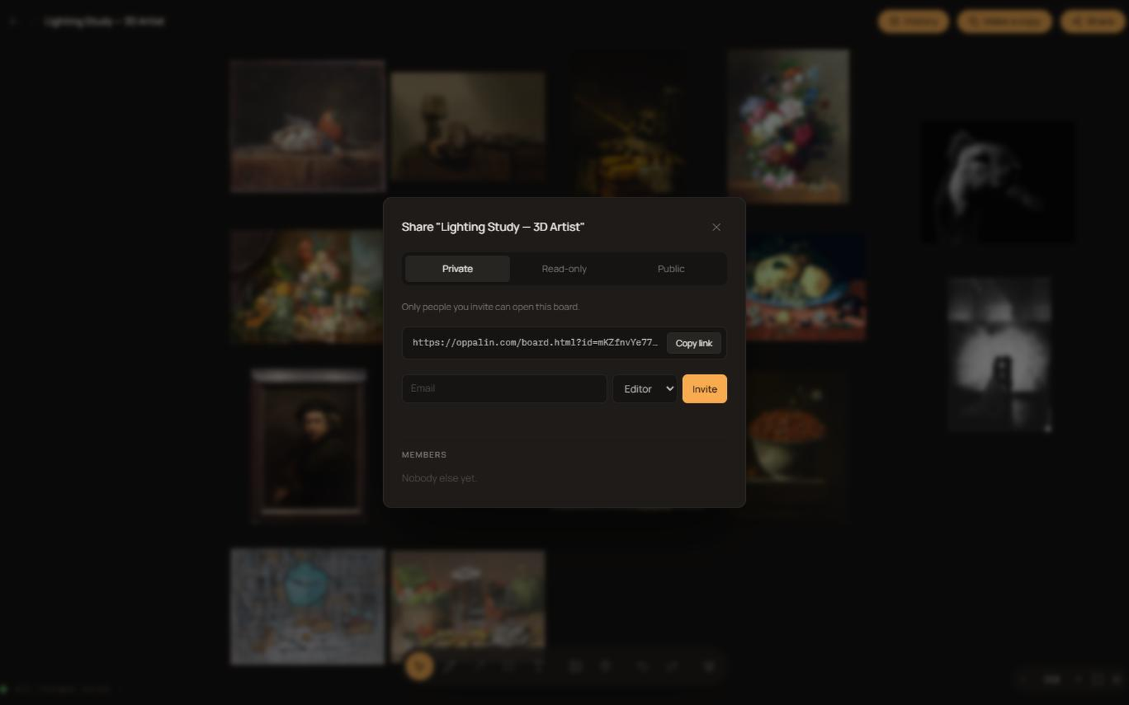 The Oppalin share modal
